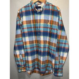 Polo Ralph Lauren Shirt Mens Large Multicolor Plaid Button Down Madras